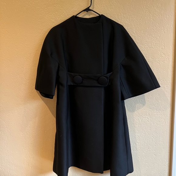 Vtg Joseph Magnin black silk taffeta hot pink opera couture coat - Picture 11 of 16